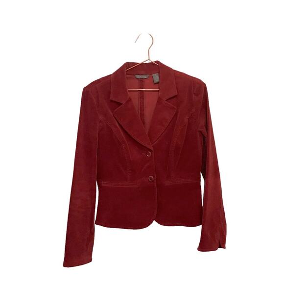 Hillard & Hanson Women's Peplum-Back Corduroy Blazer dark red rust - Picture 1 of 5